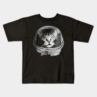 Space Cat Grayscale Kids T-Shirt